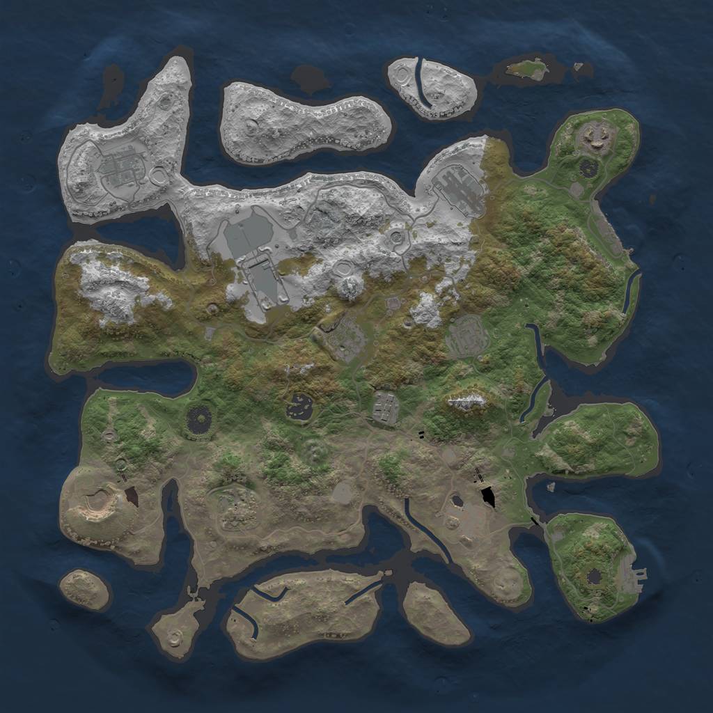 Rust Map: Procedural Map, Size: 3950, Seed: 298997983, 19 Monuments