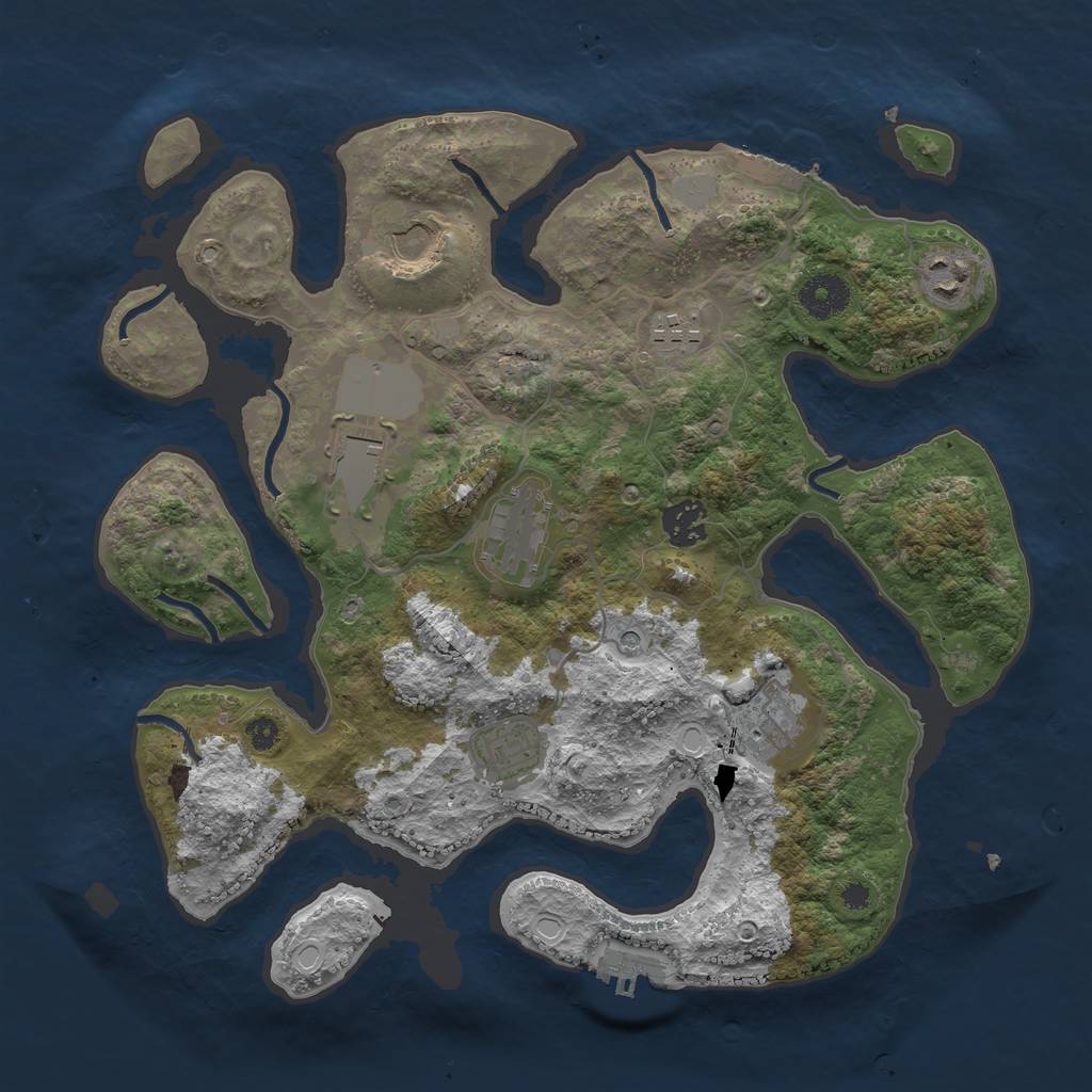 Rust Map: Procedural Map, Size: 3500, Seed: 1119625643, 16 Monuments