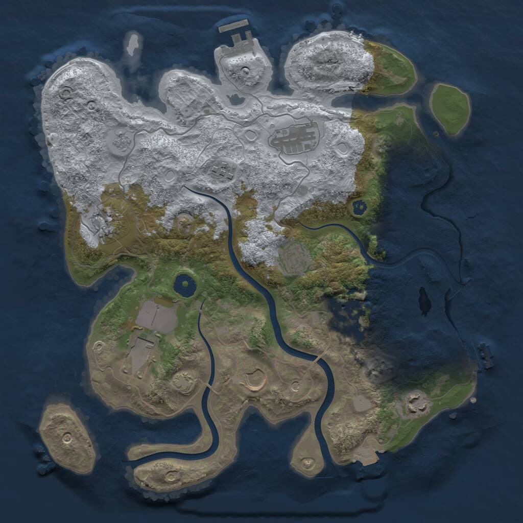 Rust Map: Procedural Map, Size: 3500, Seed: 54637, 14 Monuments