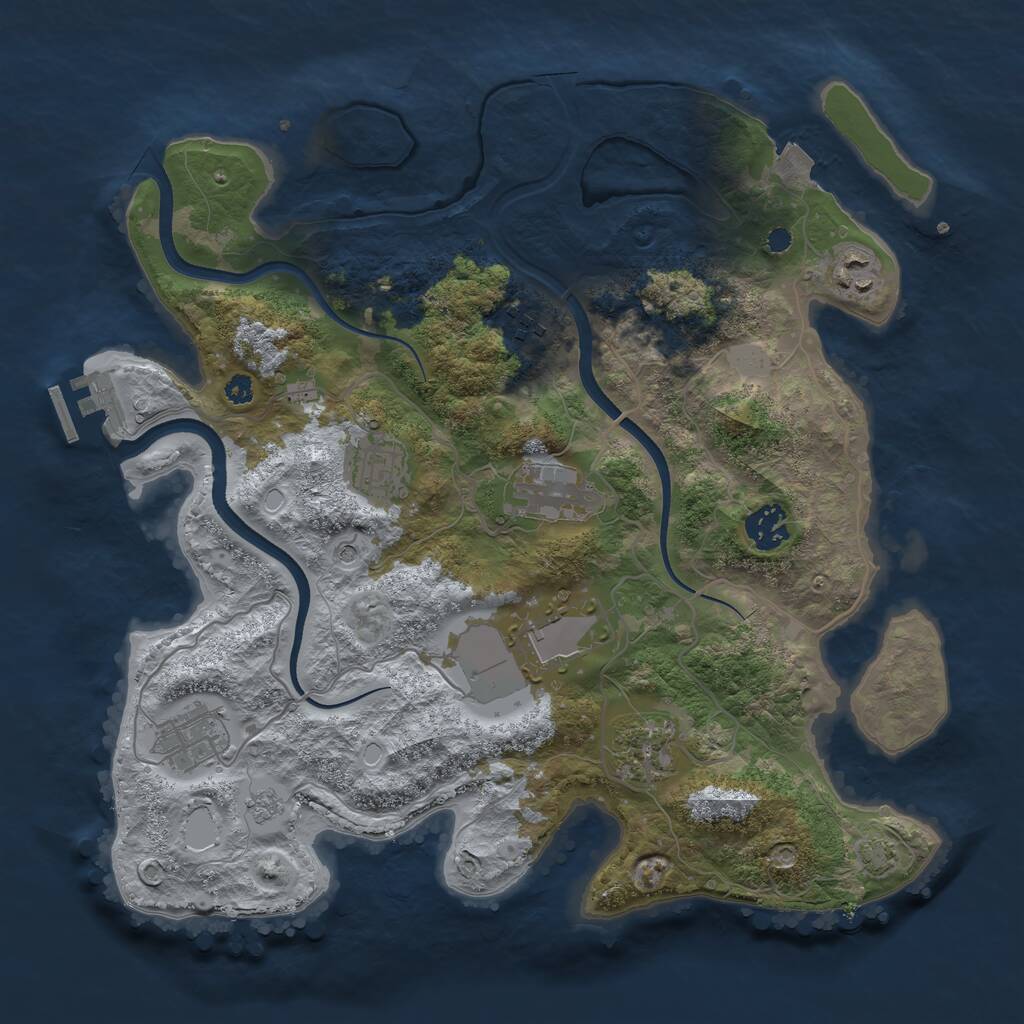 Rust Map: Procedural Map, Size: 3500, Seed: 376025806, 13 Monuments