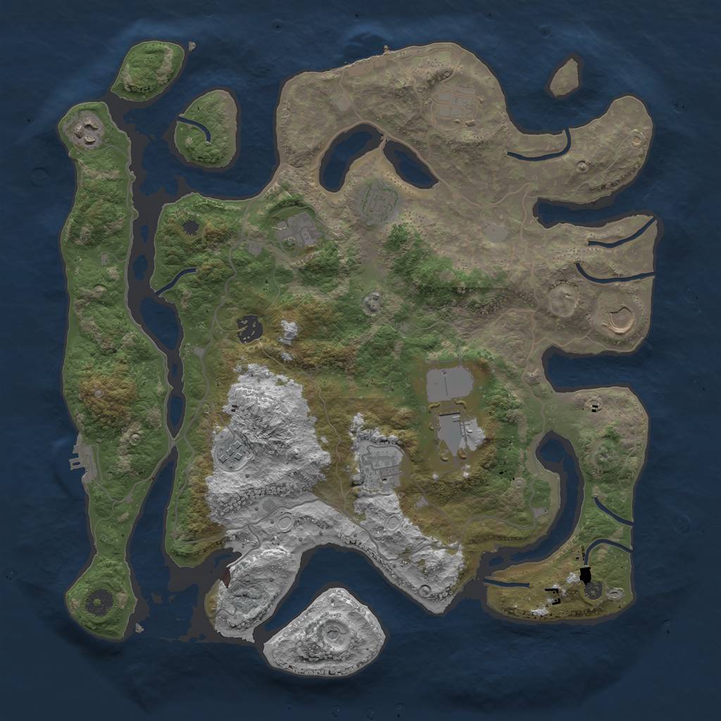 Rust Map: Procedural Map, Size: 4000, Seed: 1809360713, 17 Monuments