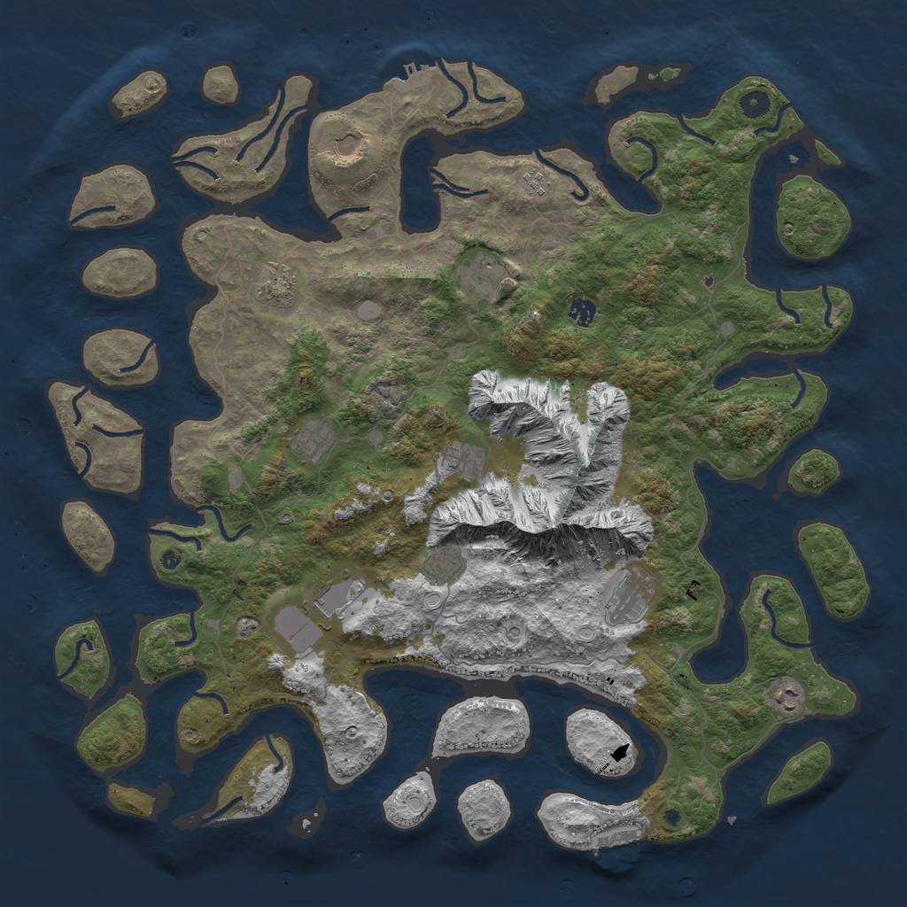 Rust Map: Procedural Map, Size: 5000, Seed: 876780955, 19 Monuments