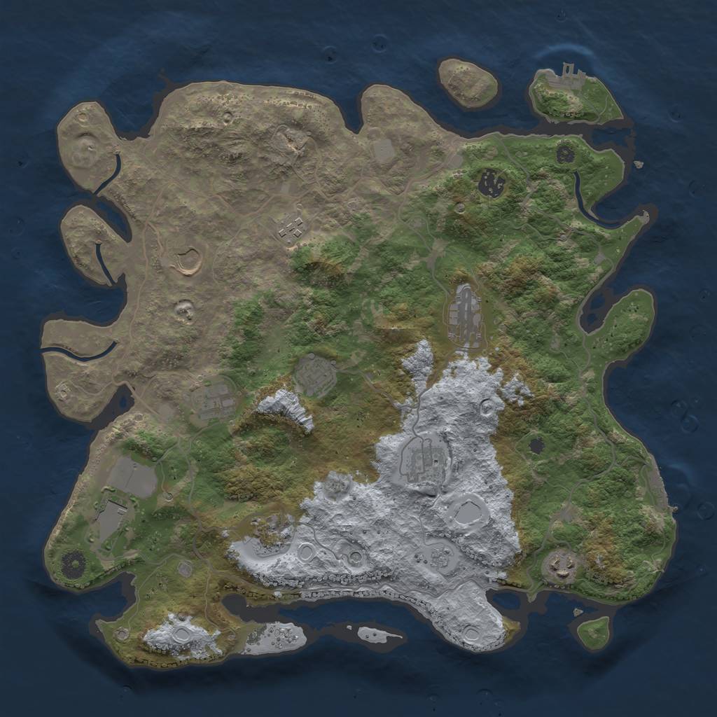 Rust Map: Procedural Map, Size: 4000, Seed: 239157507, 17 Monuments