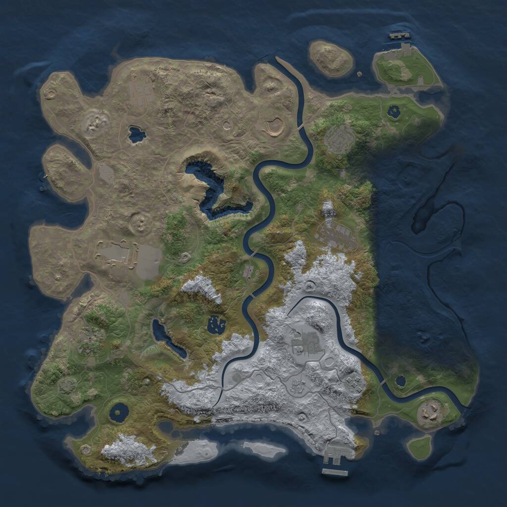 Rust Map: Procedural Map, Size: 4000, Seed: 239157507, 16 Monuments