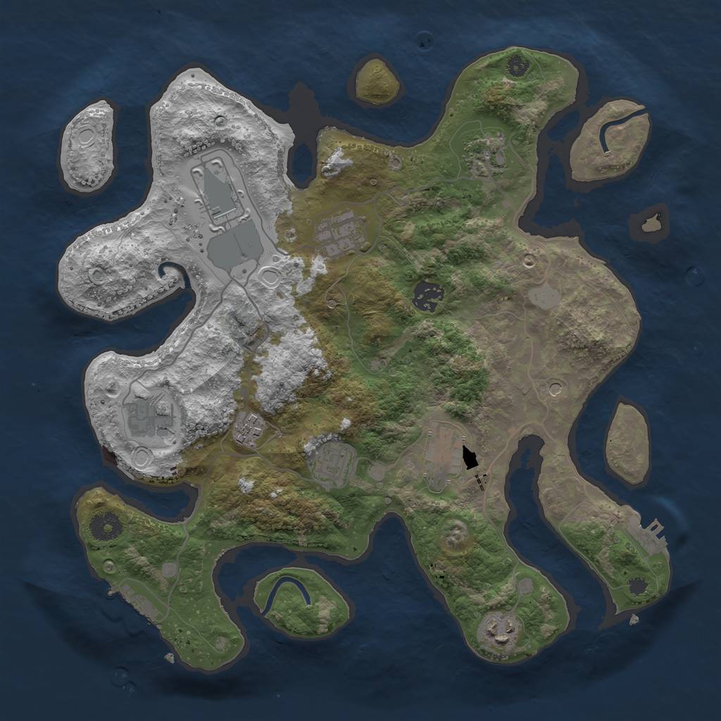 Rust Map: Procedural Map, Size: 3500, Seed: 312136668, 17 Monuments
