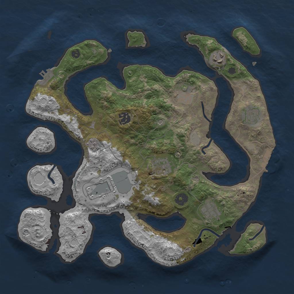 Rust Map: Procedural Map, Size: 3500, Seed: 18850290, 16 Monuments