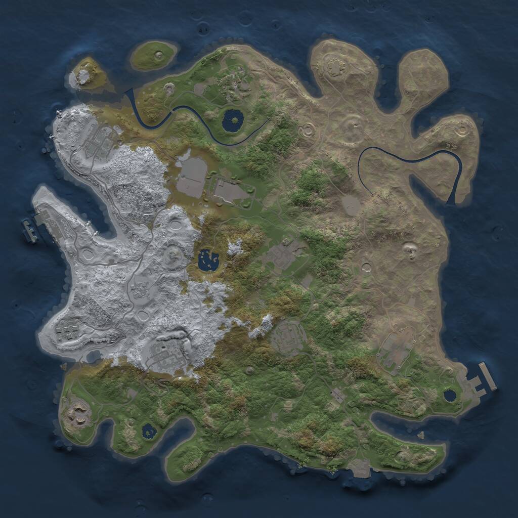 Rust Map: Procedural Map, Size: 3500, Seed: 2037081278, 16 Monuments