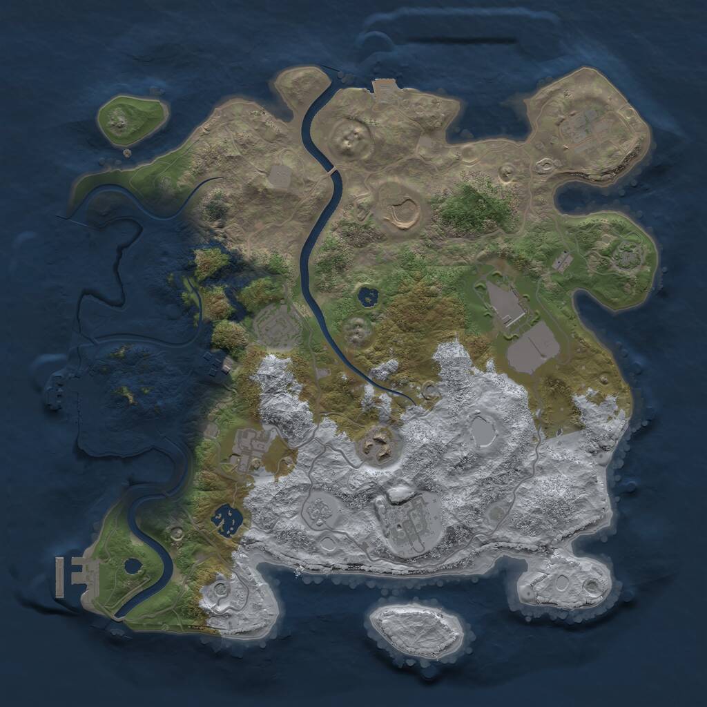 Rust Map: Procedural Map, Size: 3500, Seed: 15663, 15 Monuments