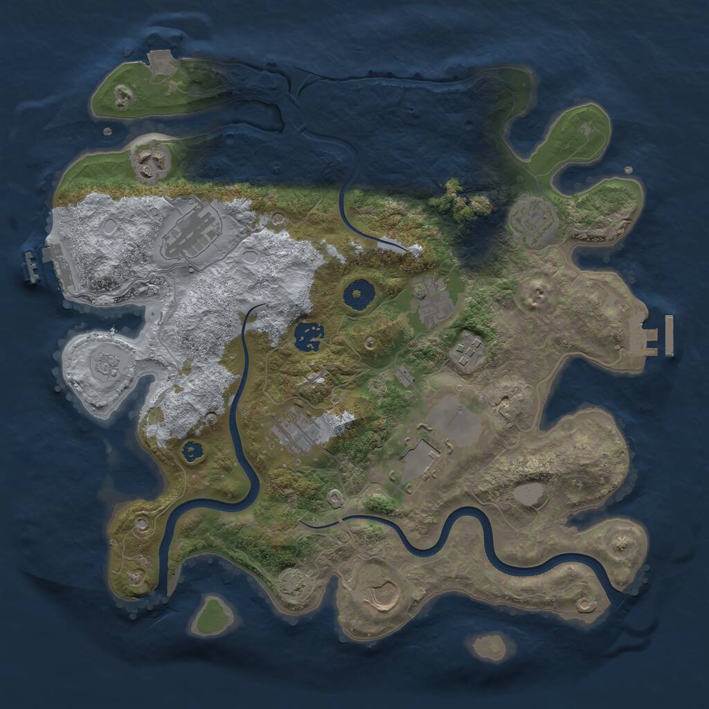 Rust Map: Procedural Map, Size: 3500, Seed: 34739715, 15 Monuments