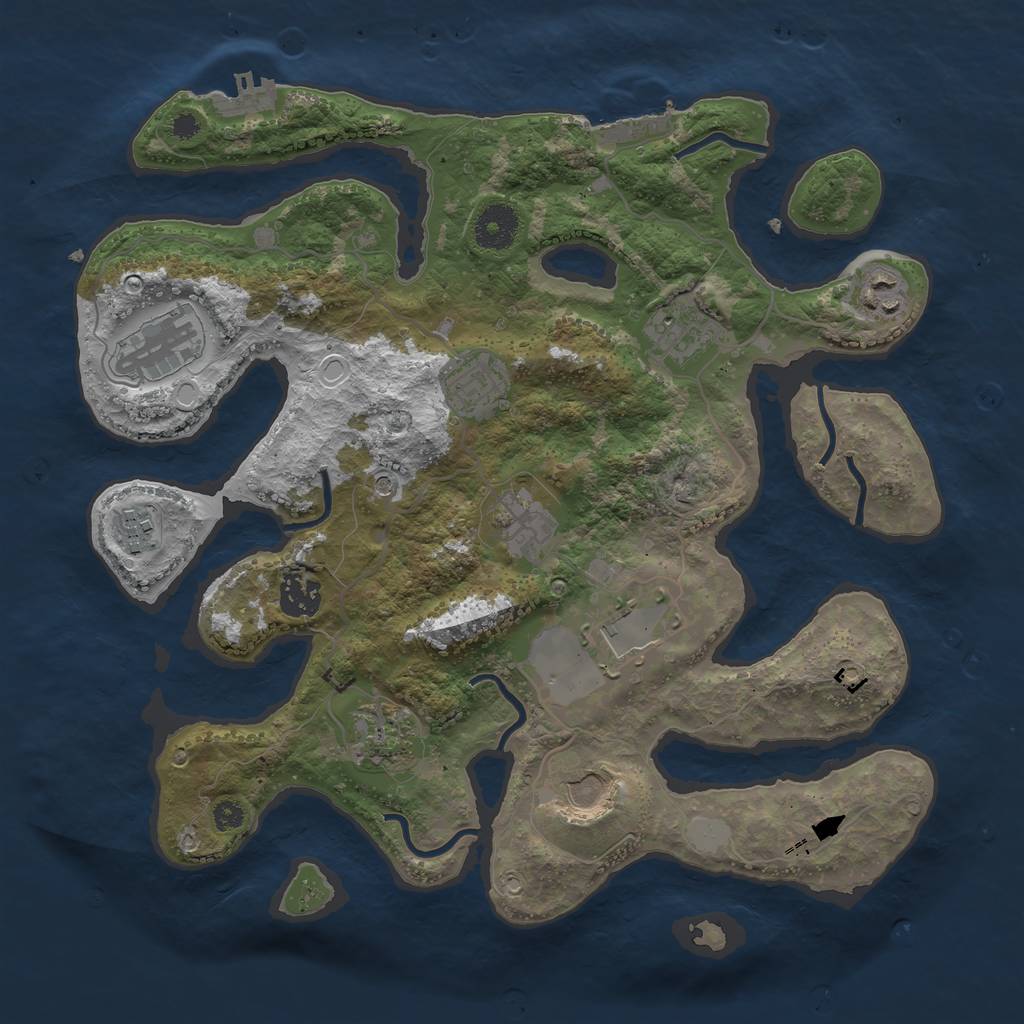 Rust Map: Procedural Map, Size: 3500, Seed: 34739715, 18 Monuments