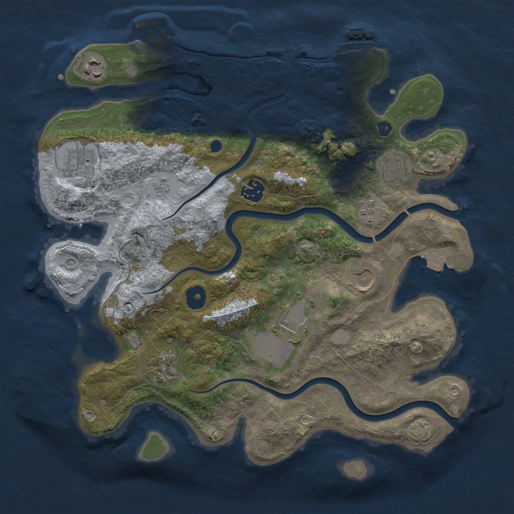 Rust Map: Procedural Map, Size: 3500, Seed: 34739715, 14 Monuments