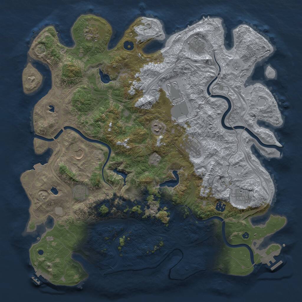 Rust Map: Procedural Map, Size: 4500, Seed: 103662440, 16 Monuments