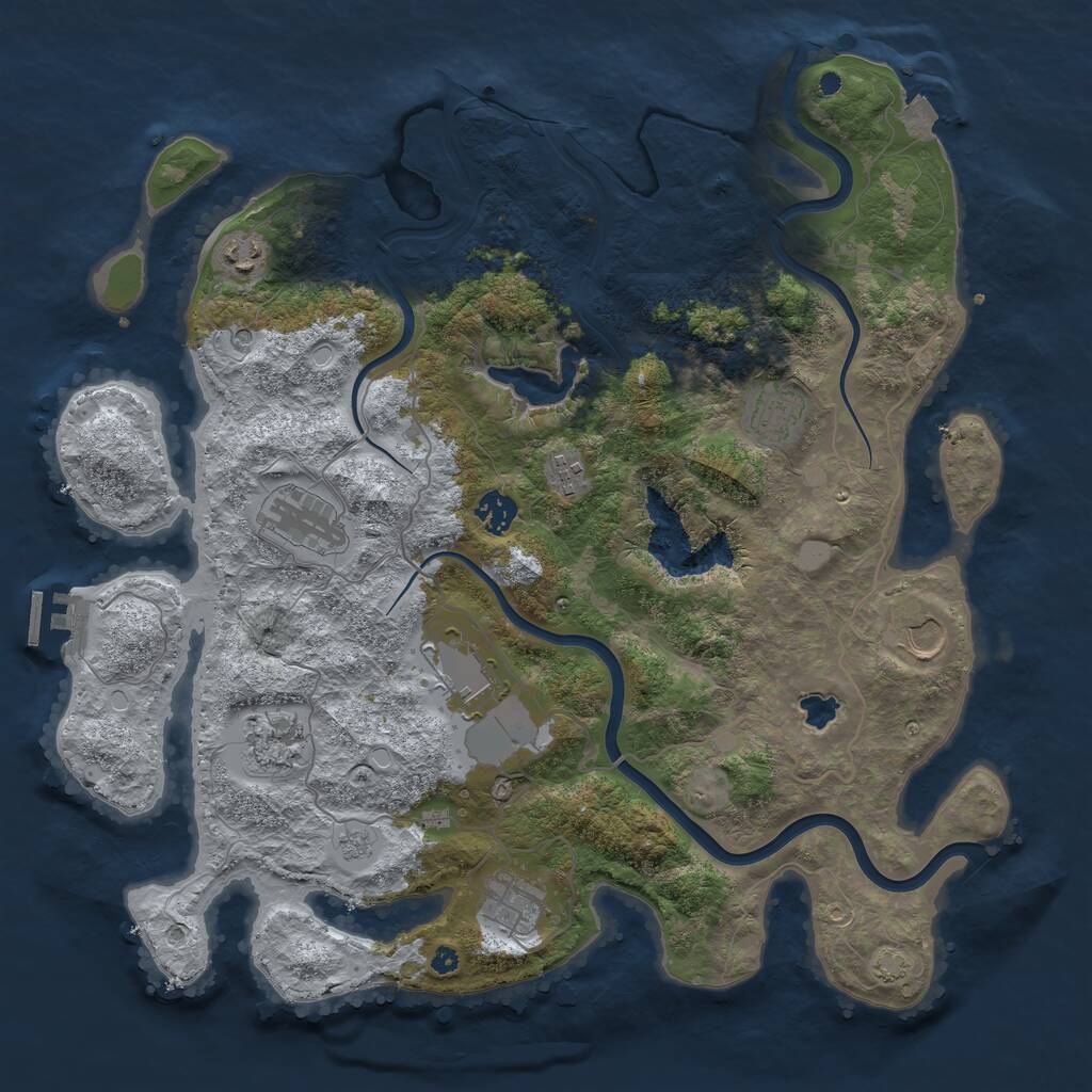 Rust Map: Procedural Map, Size: 4000, Seed: 154658362, 14 Monuments