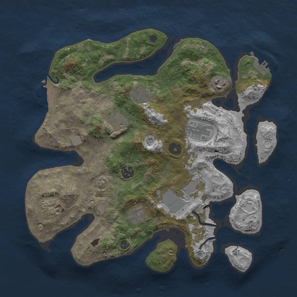 Rust Map: Procedural Map, Size: 3500, Seed: 590440744, 16 Monuments