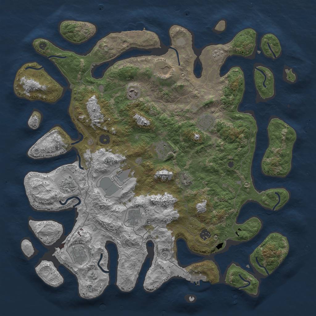 Rust Map: Procedural Map, Size: 4500, Seed: 434860725, 18 Monuments