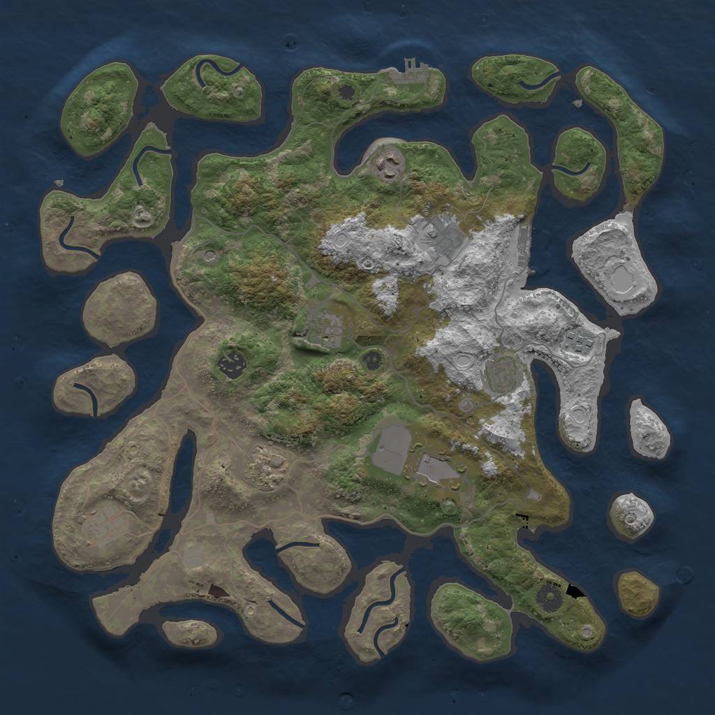 Rust Map: Procedural Map, Size: 4000, Seed: 3027, 17 Monuments