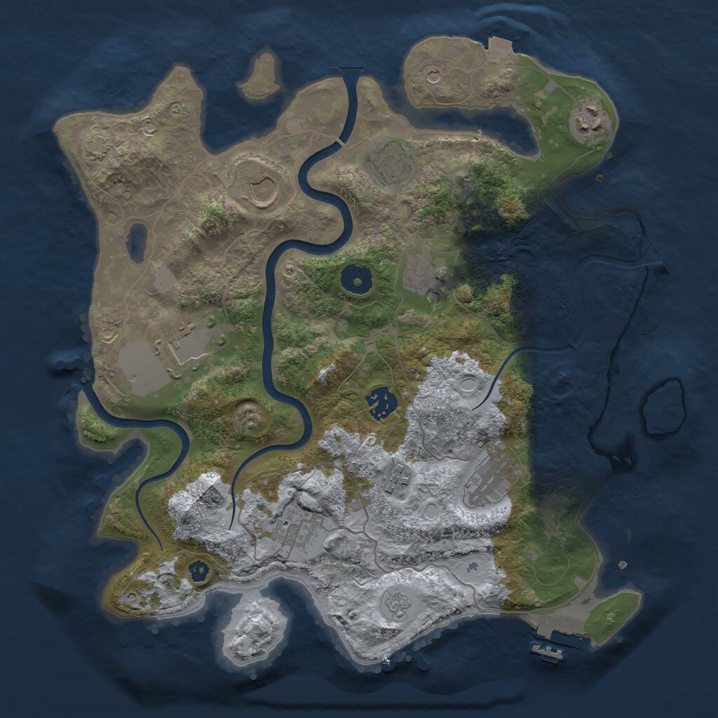 Rust Map: Procedural Map, Size: 3500, Seed: 580959819, 14 Monuments