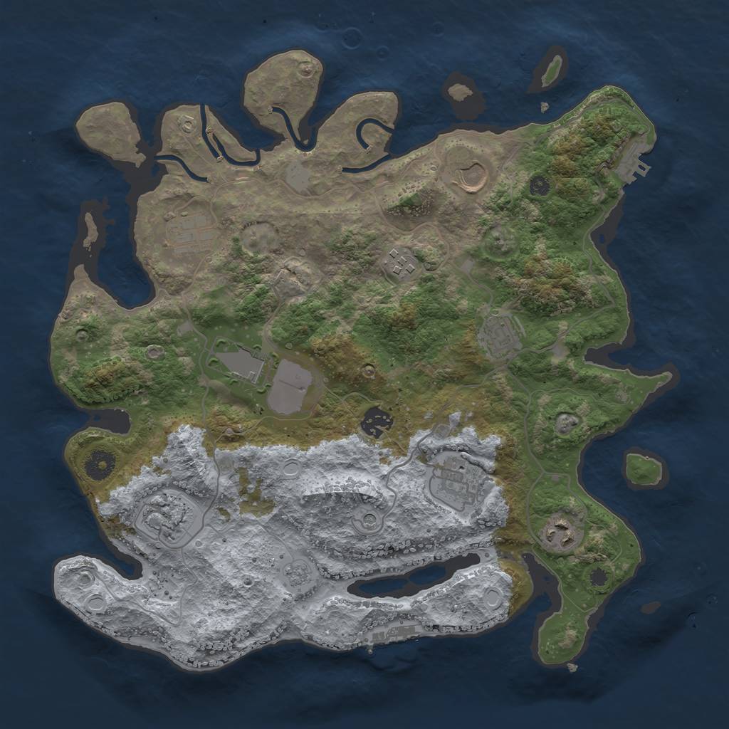 Rust Map: Procedural Map, Size: 3650, Seed: 184215, 16 Monuments