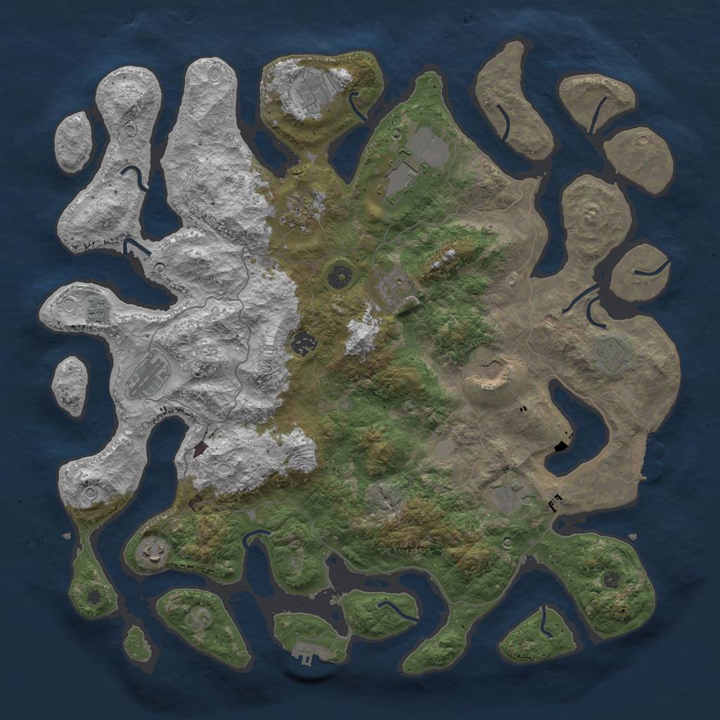 Rust Map: Procedural Map, Size: 4500, Seed: 1591514489, 19 Monuments