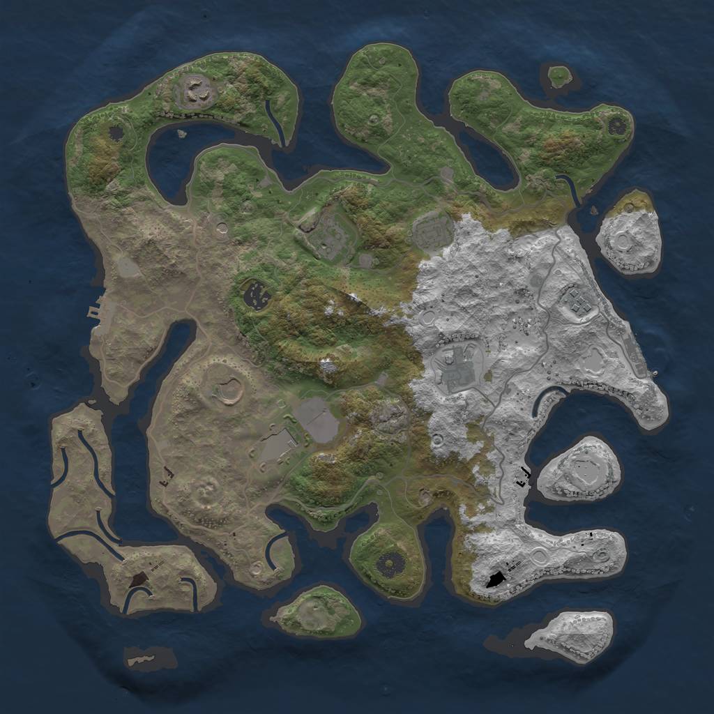 Rust Map: Procedural Map, Size: 4000, Seed: 1867407911, 16 Monuments