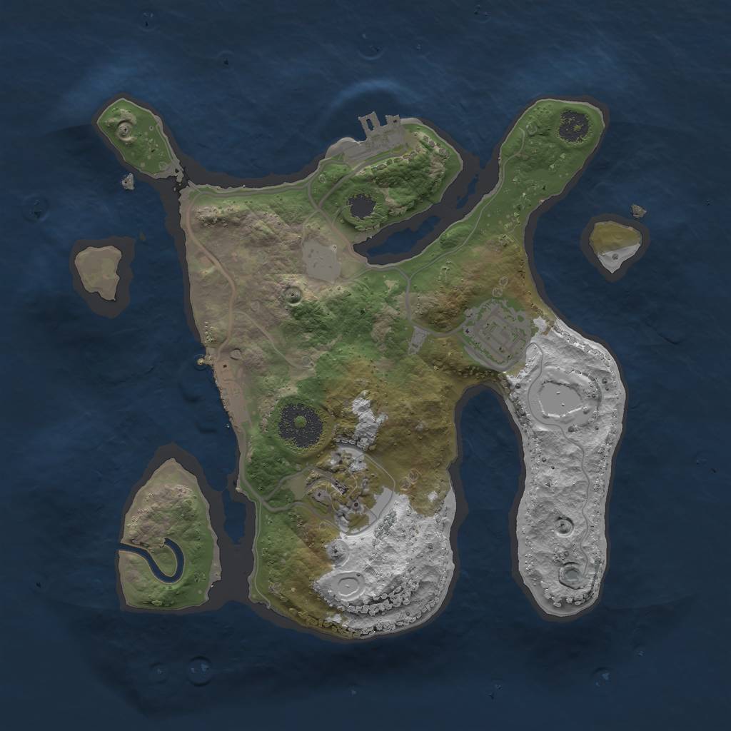 Rust Map: Procedural Map, Size: 2500, Seed: 1328571982, 9 Monuments
