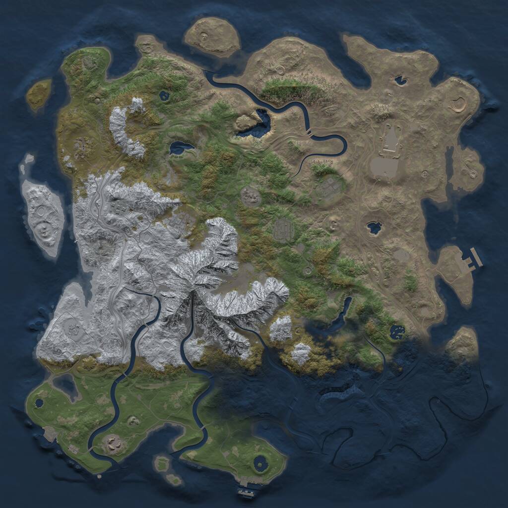 Rust Map: Procedural Map, Size: 5000, Seed: 1984, 15 Monuments