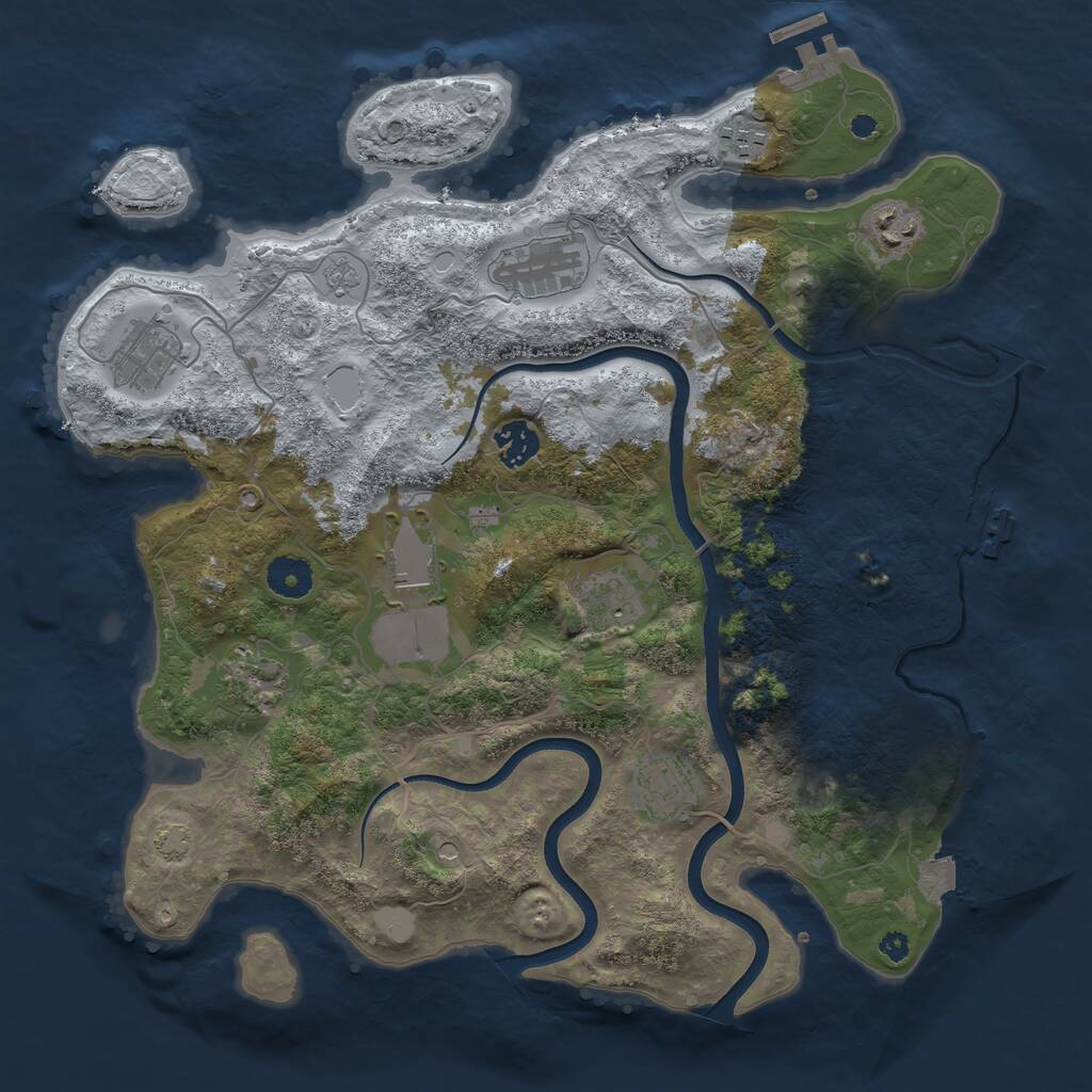 Rust Map: Procedural Map, Size: 3700, Seed: 500570171, 15 Monuments