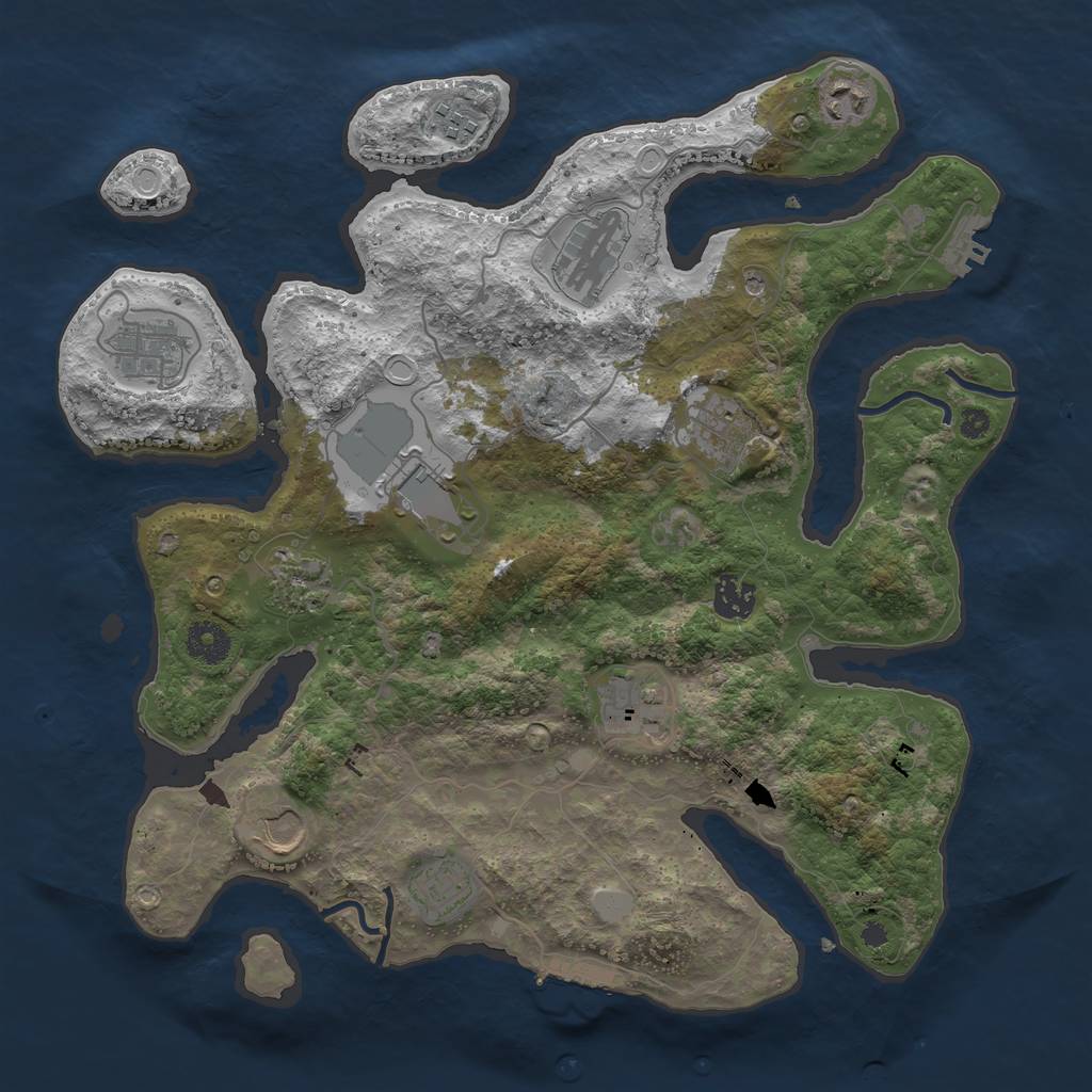 Rust Map: Procedural Map, Size: 3700, Seed: 500570171, 19 Monuments