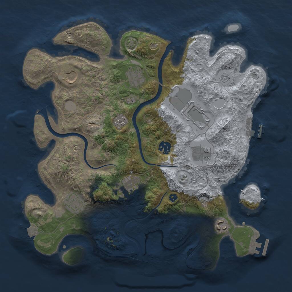 Rust Map: Procedural Map, Size: 3500, Seed: 1333511734, 15 Monuments