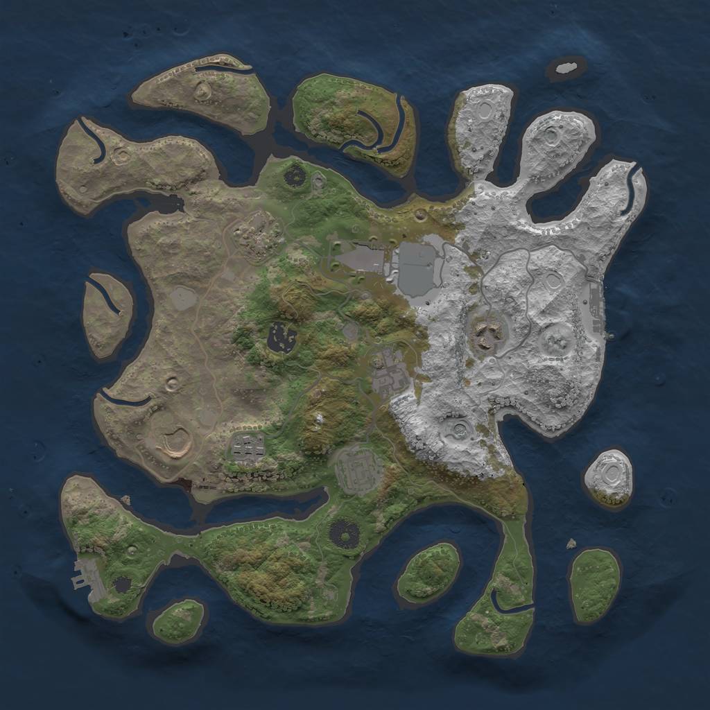 Rust Map: Procedural Map, Size: 3500, Seed: 1333511734, 16 Monuments