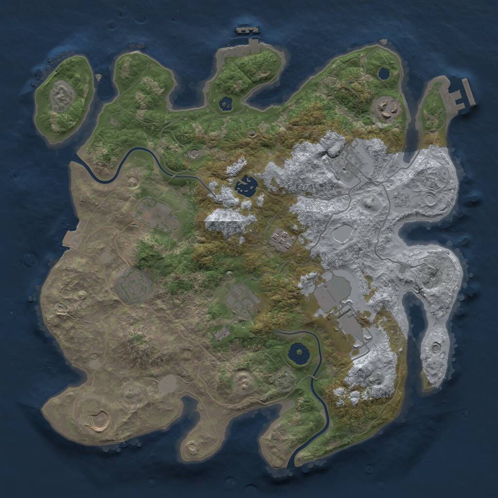 Rust Map: Procedural Map, Size: 3550, Seed: 186443, 15 Monuments