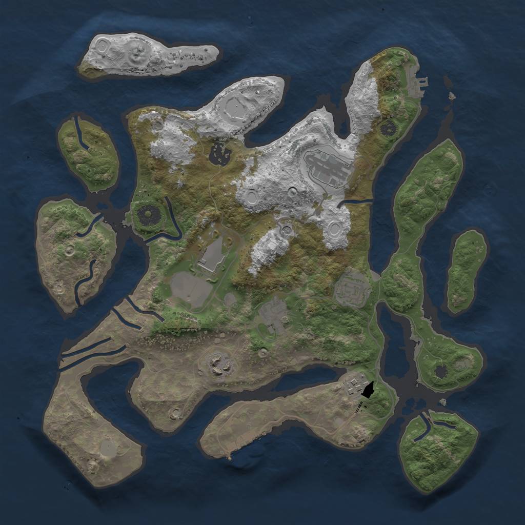 Rust Map: Procedural Map, Size: 3500, Seed: 883925951, 15 Monuments