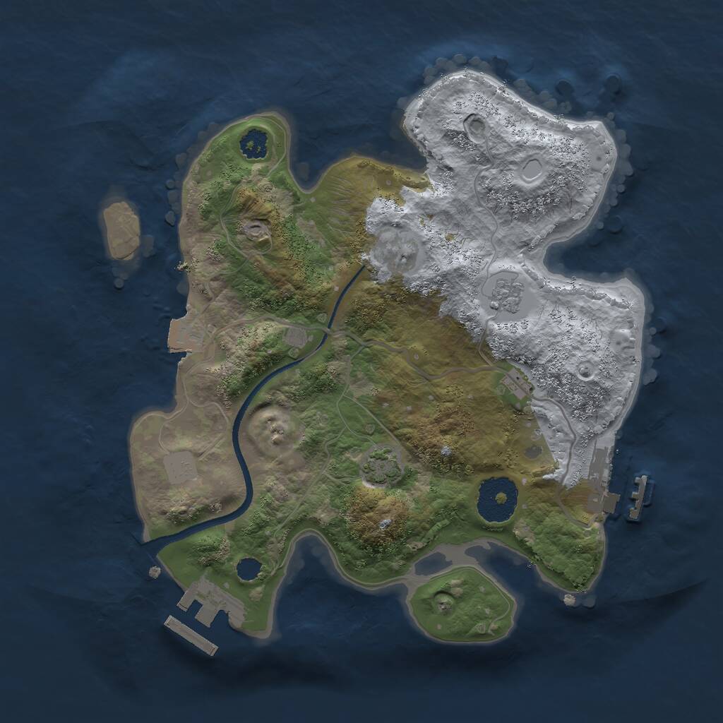 Rust Map: Procedural Map, Size: 2500, Seed: 1236357, 5 Monuments