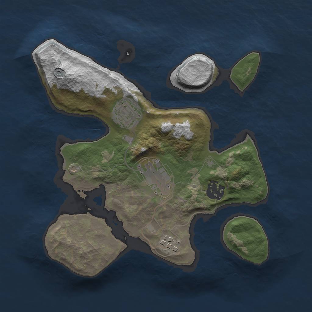 Rust Map: Barren, Size: 2500, Seed: 121322421, 6 Monuments