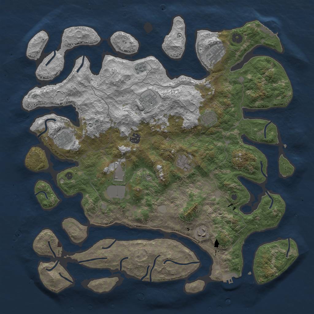 Rust Map: Procedural Map, Size: 4500, Seed: 927485714, 17 Monuments