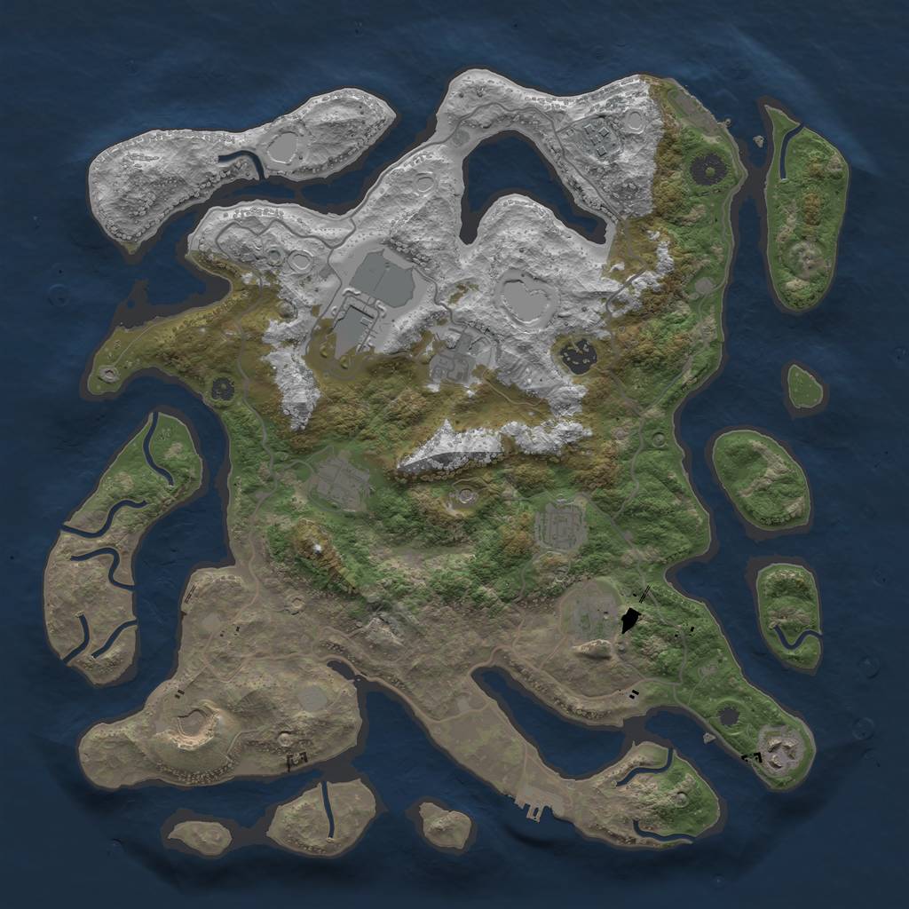 Rust Map: Procedural Map, Size: 4000, Seed: 35463275, 17 Monuments