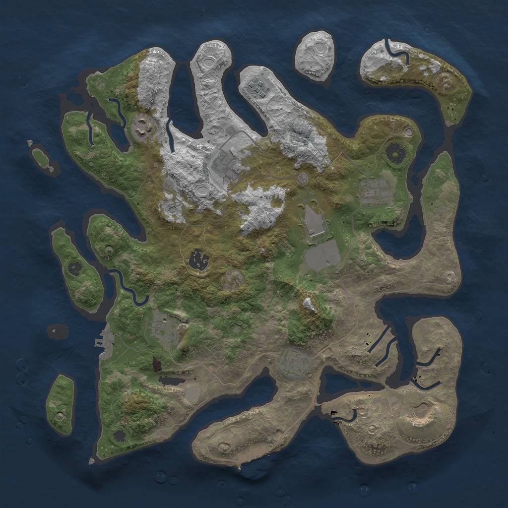 Rust Map: Procedural Map, Size: 3800, Seed: 15504, 17 Monuments