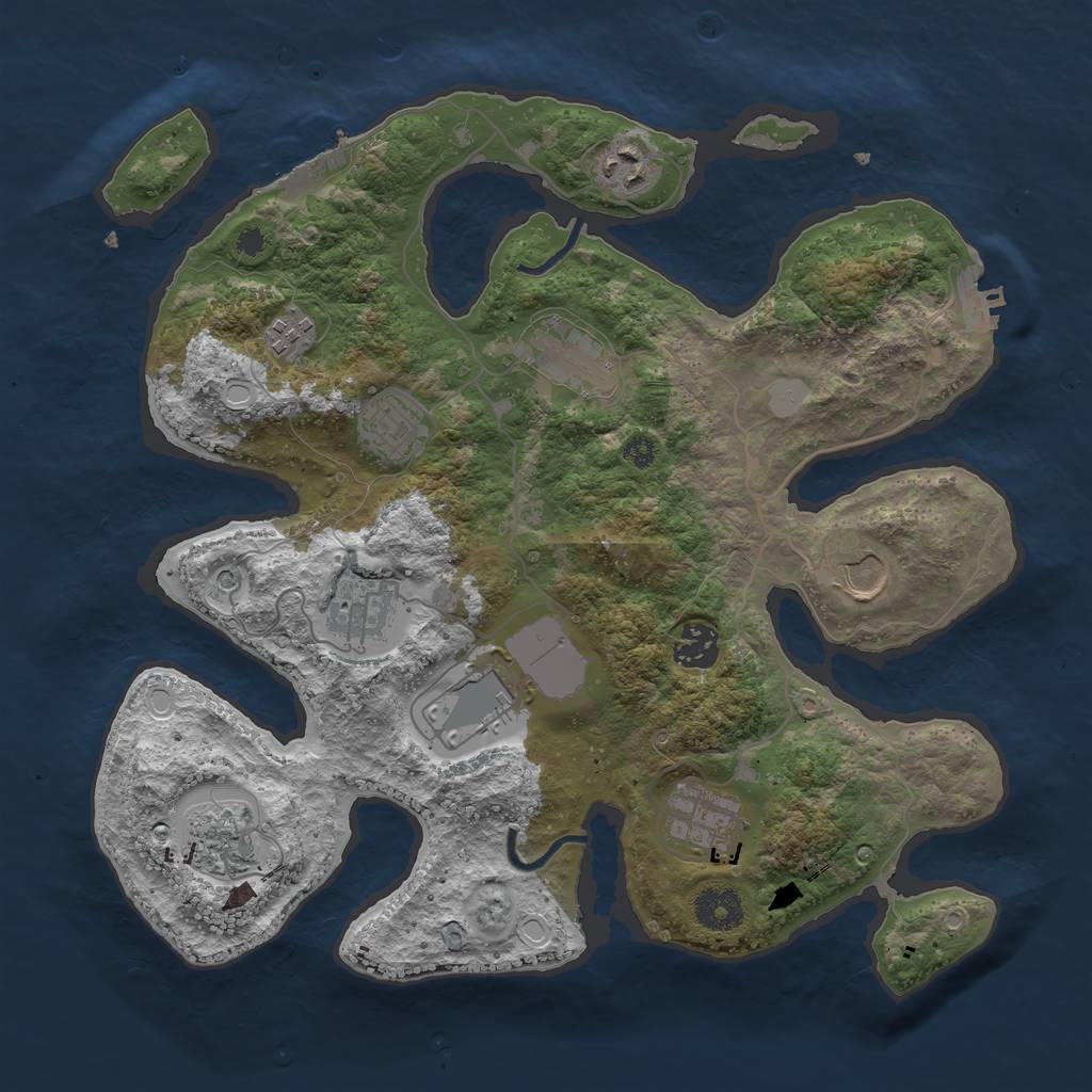 Rust Map: Procedural Map, Size: 3500, Seed: 519375970, 18 Monuments