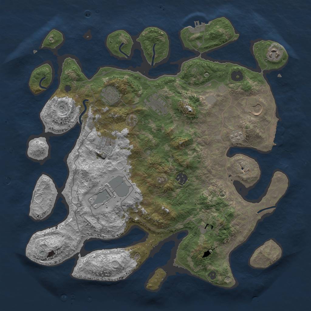 Rust Map: Procedural Map, Size: 4000, Seed: 325235, 16 Monuments