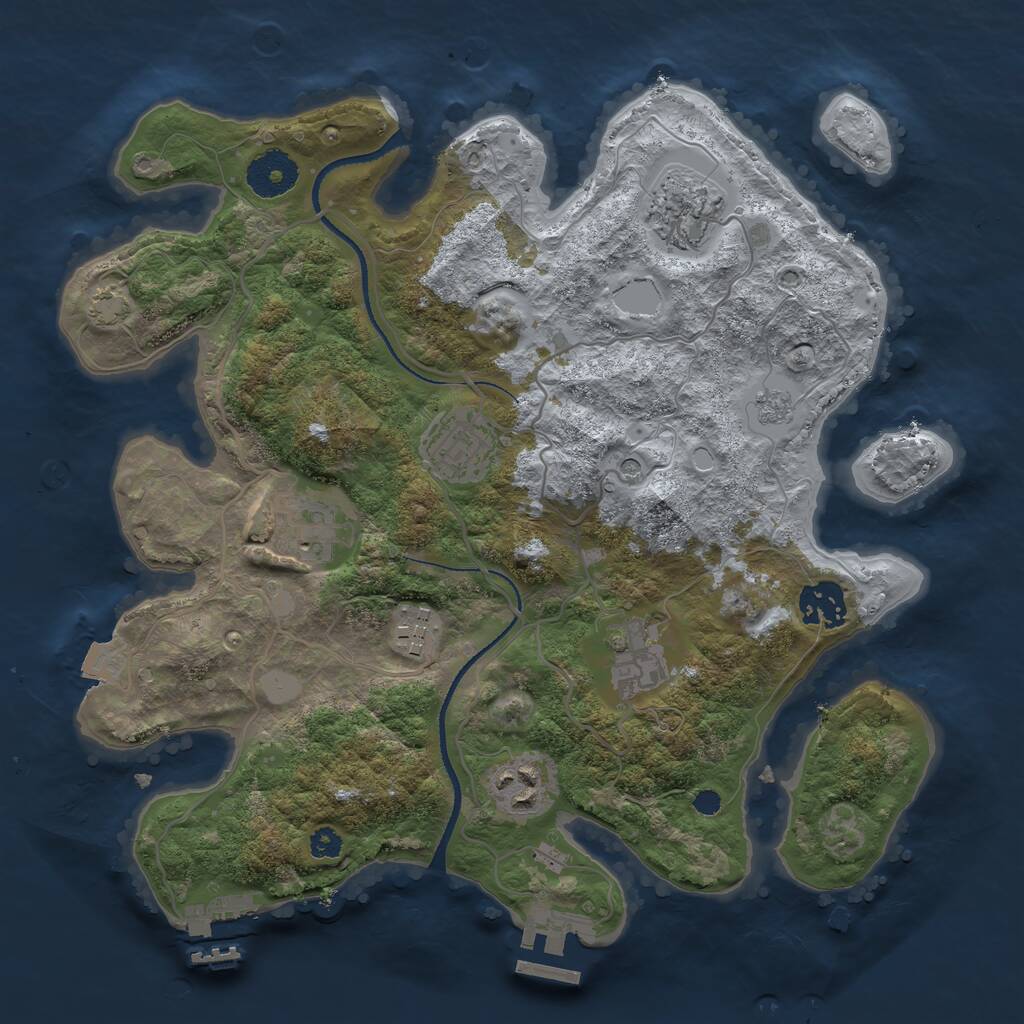 Rust Map: Procedural Map, Size: 3200, Seed: 1042506640, 13 Monuments