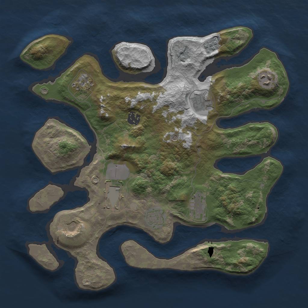 Rust Map: Barren, Size: 3500, Seed: 1859, 12 Monuments