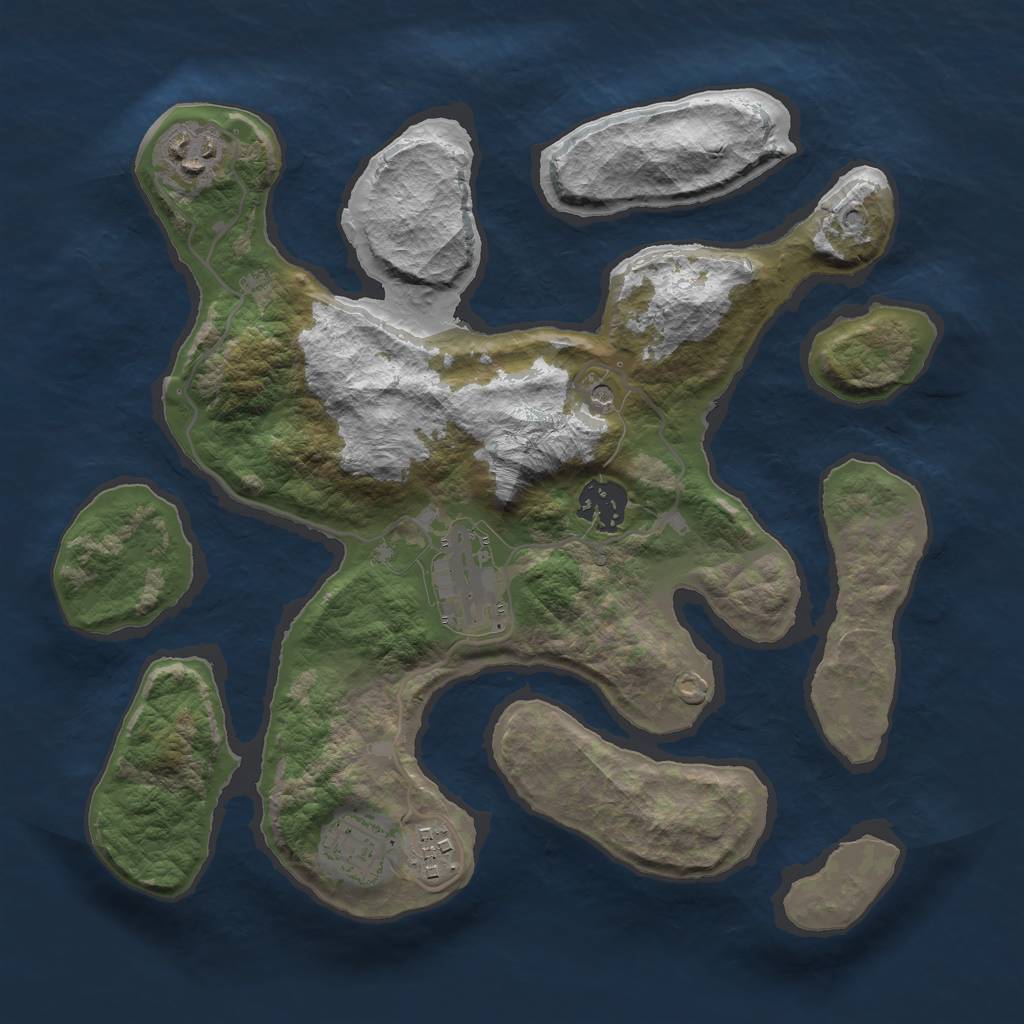 Rust Map: Barren, Size: 3000, Seed: 331813, 8 Monuments