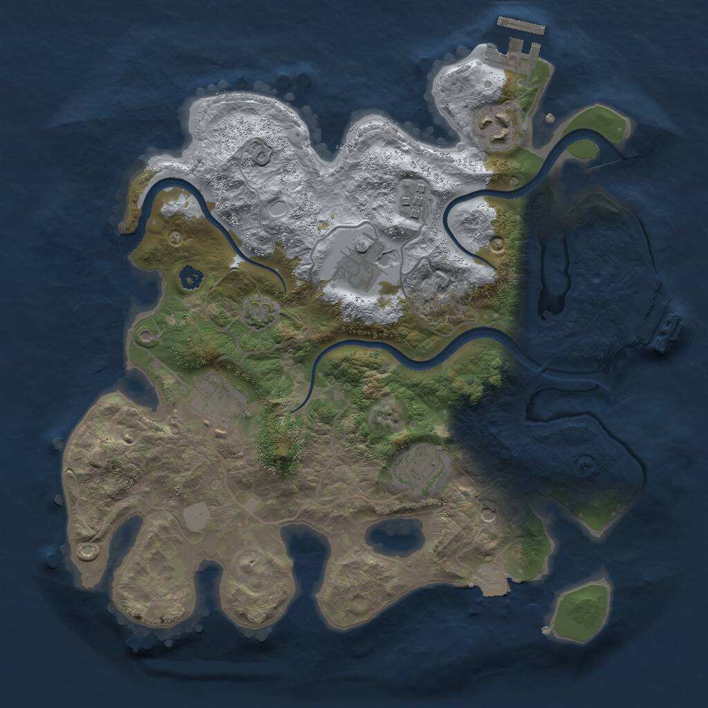 Rust Map: Procedural Map, Size: 3000, Seed: 934852, 10 Monuments