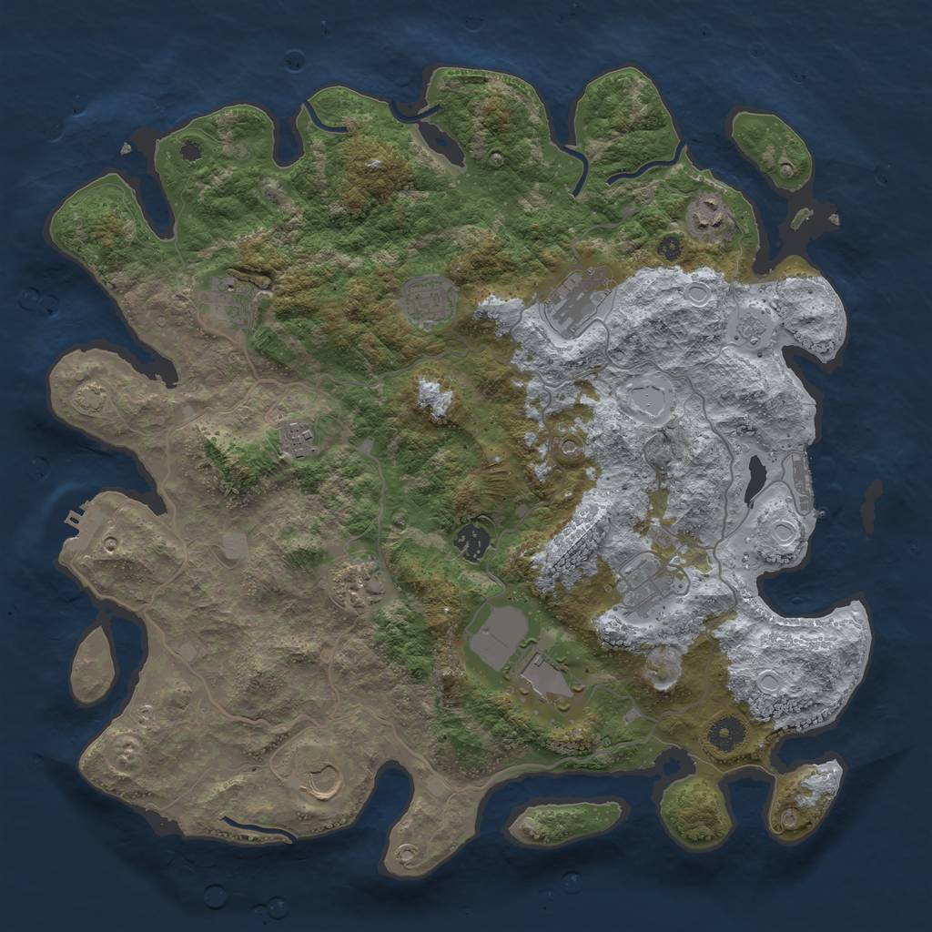 Rust Map: Procedural Map, Size: 4000, Seed: 3573, 18 Monuments