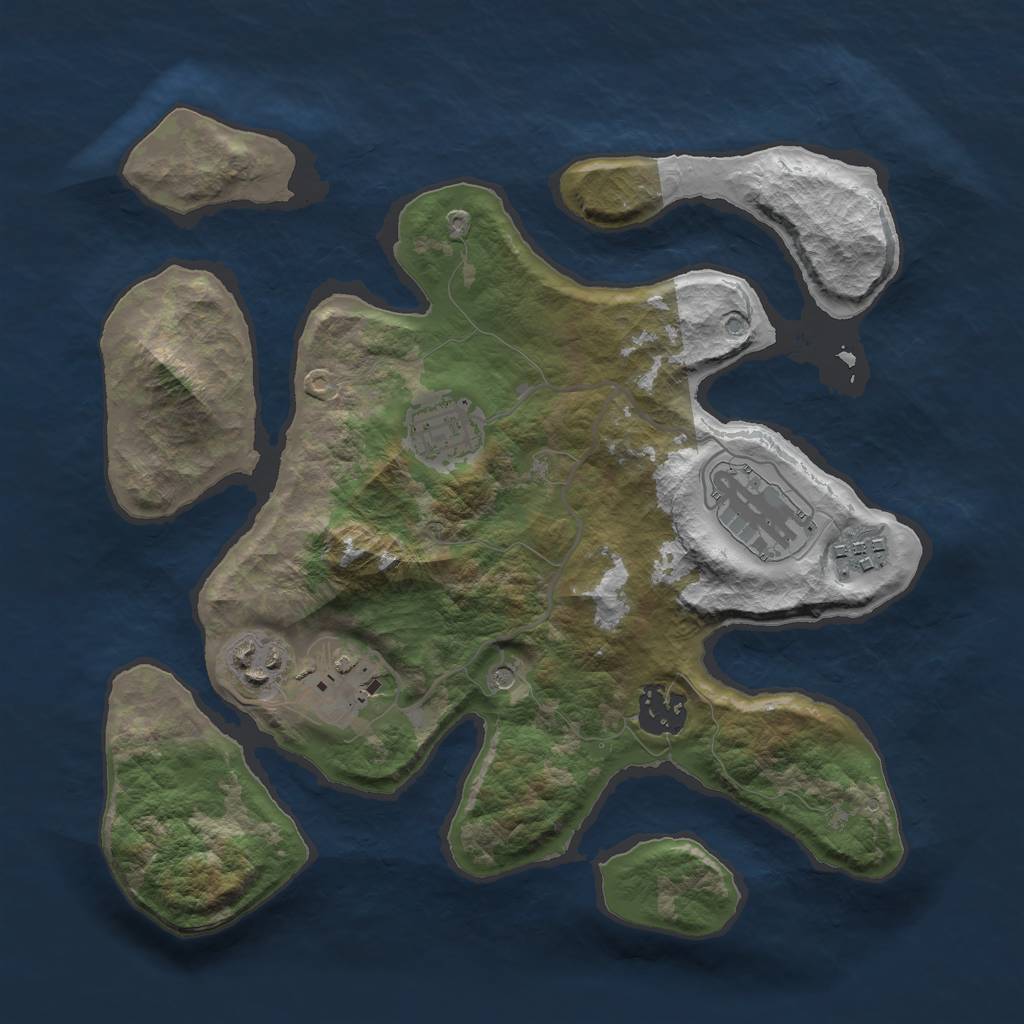 Rust Map: Barren, Size: 3000, Seed: 496338, 9 Monuments