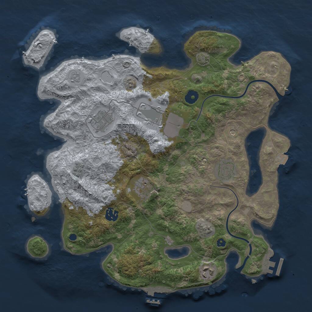 Rust Map: Procedural Map, Size: 3500, Seed: 1199565797, 13 Monuments