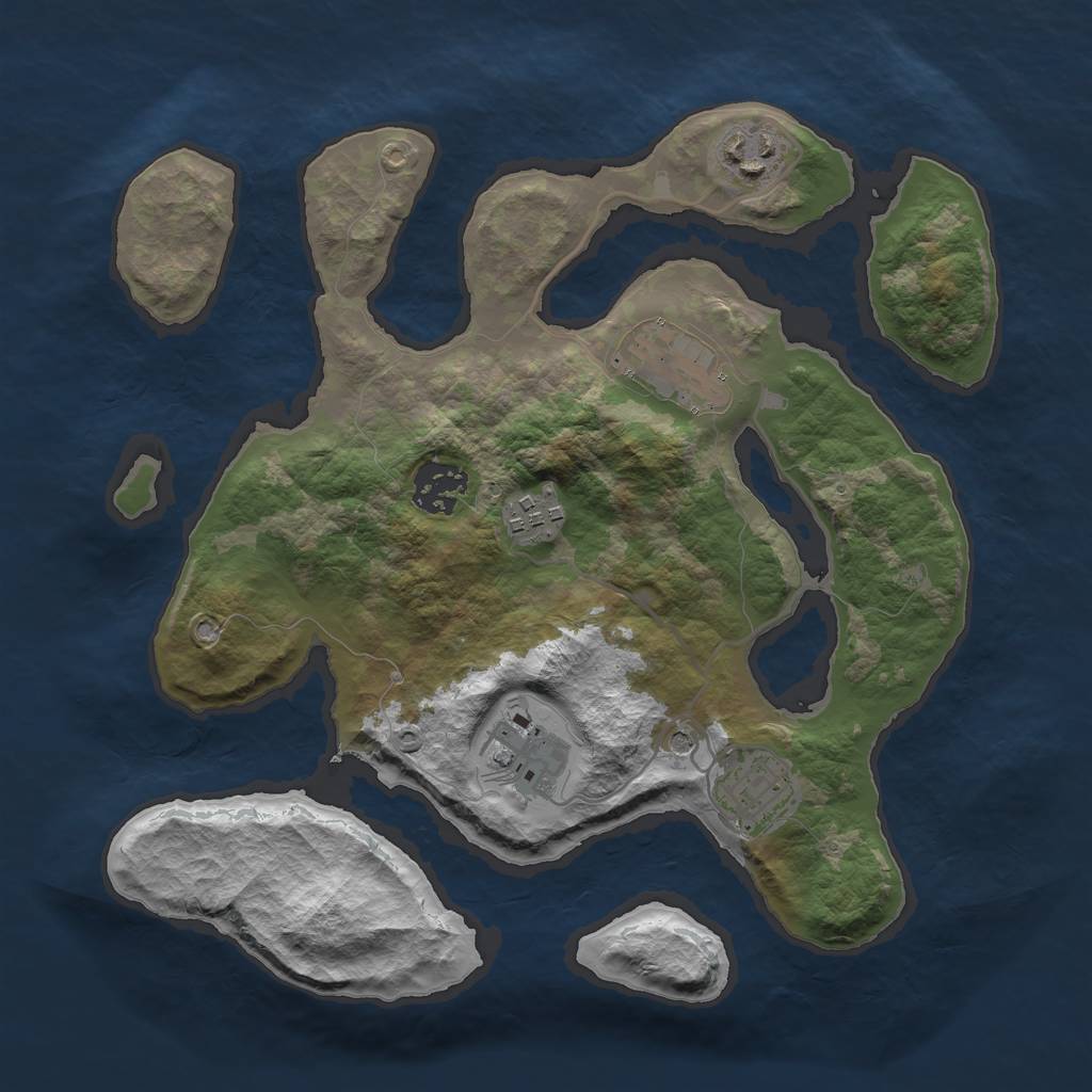 Rust Map: Barren, Size: 3000, Seed: 643873, 9 Monuments