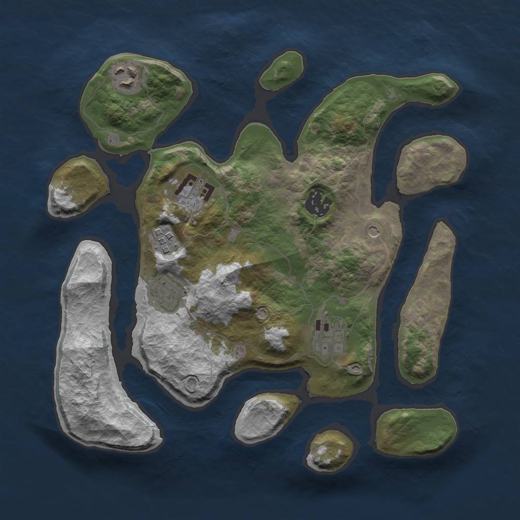 Rust Map: Barren, Size: 3000, Seed: 181936, 9 Monuments