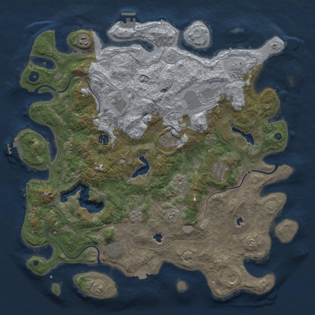 Rust Map: Procedural Map, Size: 4500, Seed: 1420069, 16 Monuments