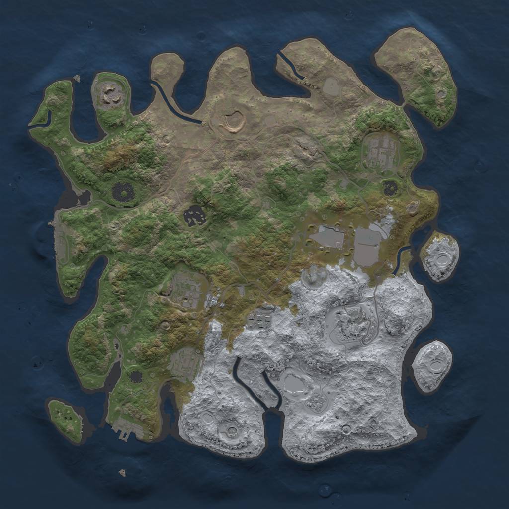 Rust Map: Procedural Map, Size: 3500, Seed: 45325, 16 Monuments